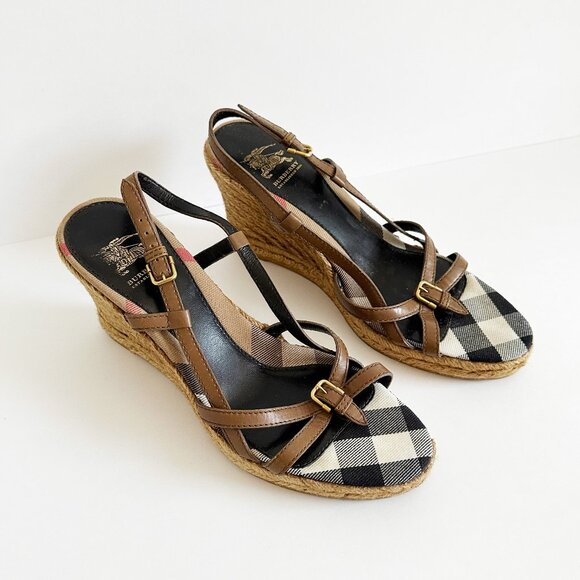 BURBERRY - Authentic Wedge Sandals Espadrille - Picture 1 of 7